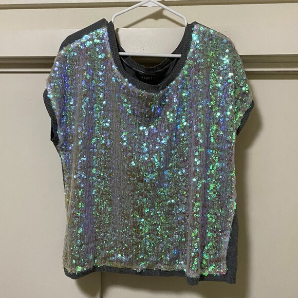 A.N.A. slight sleeve, sweater top w/front covered w/sequins, size 2X - Picture 1 of 9